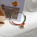 Shangjie OEM Wicking Open Circle Armband Aussage Elegant Gold Plattiertes rotes Seilarmband für Geschenkarmband